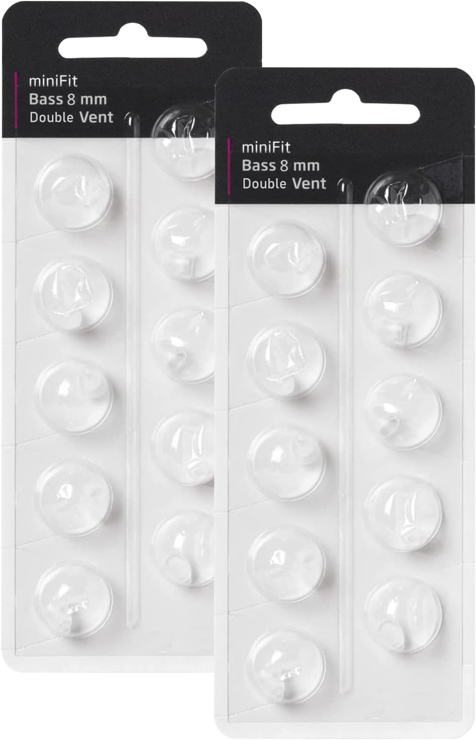 Hearing Aid Domes for Oticon Replacements, Oticon Minifit Double Vent Bass Domes (8 mm/2 Packs）, Universal Domes for Oticon Hearing Aid Supplies.