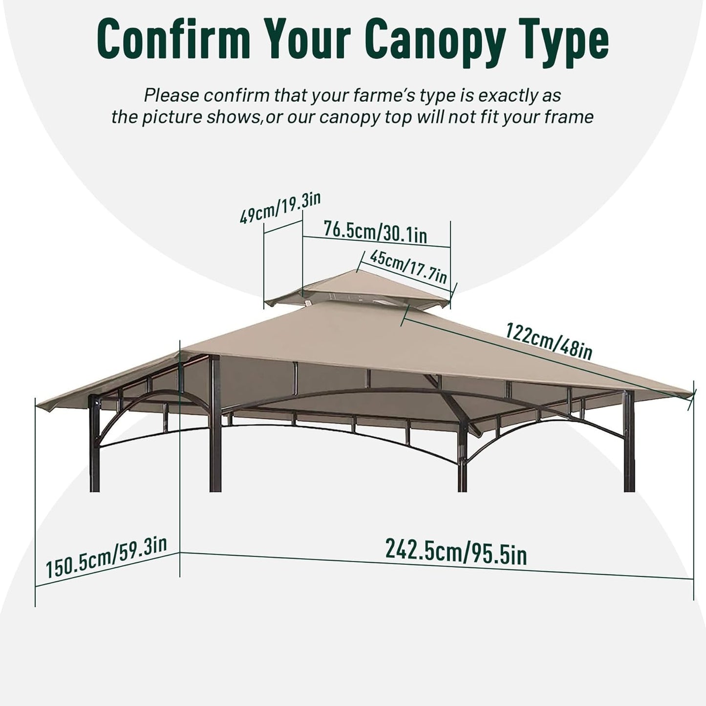 Grill Gazebo Replacement Canopy Roof, 5' x 8'